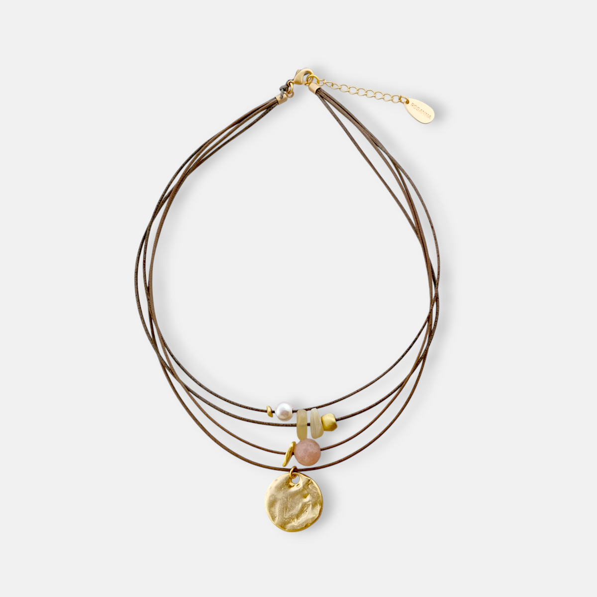 Collar Marais Corto Taupe Con Colgante Central