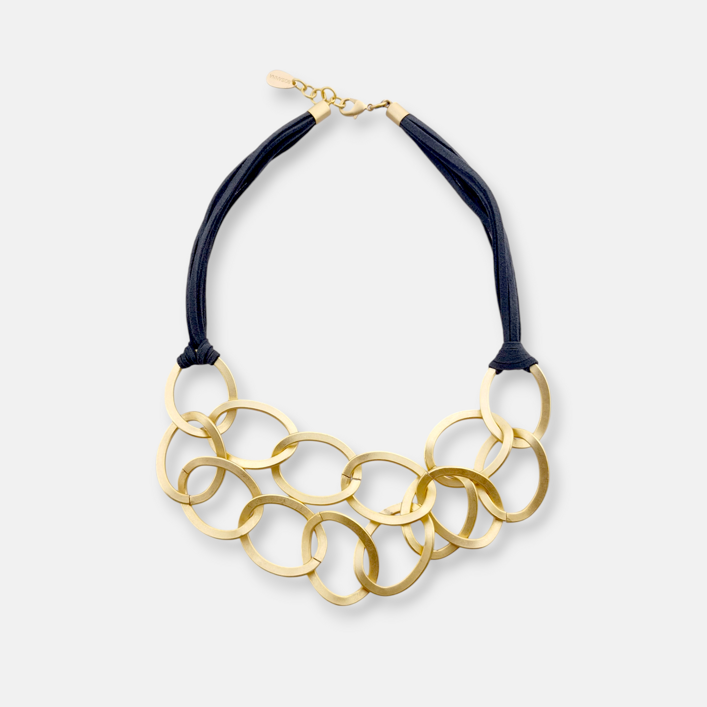 Collar Roma en Dorado Mate y Cordón Marengo