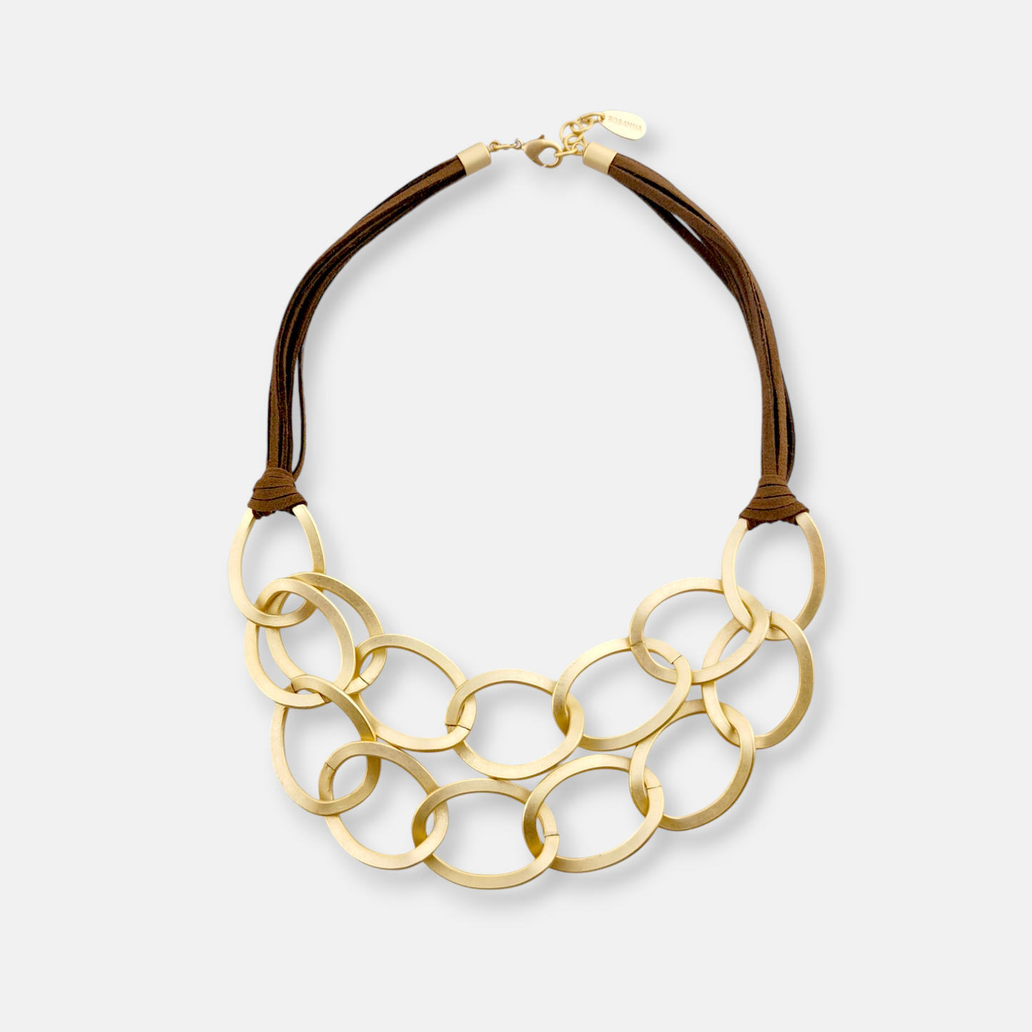 Collar Roma en Dorado Mate y Cordón Visón