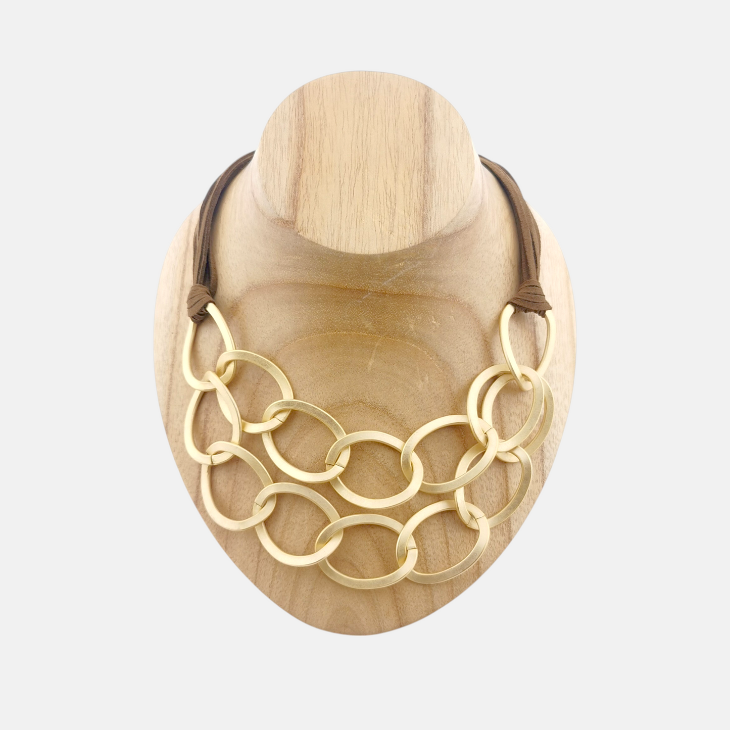 Collar Roma en Dorado Mate y Cordón Visón