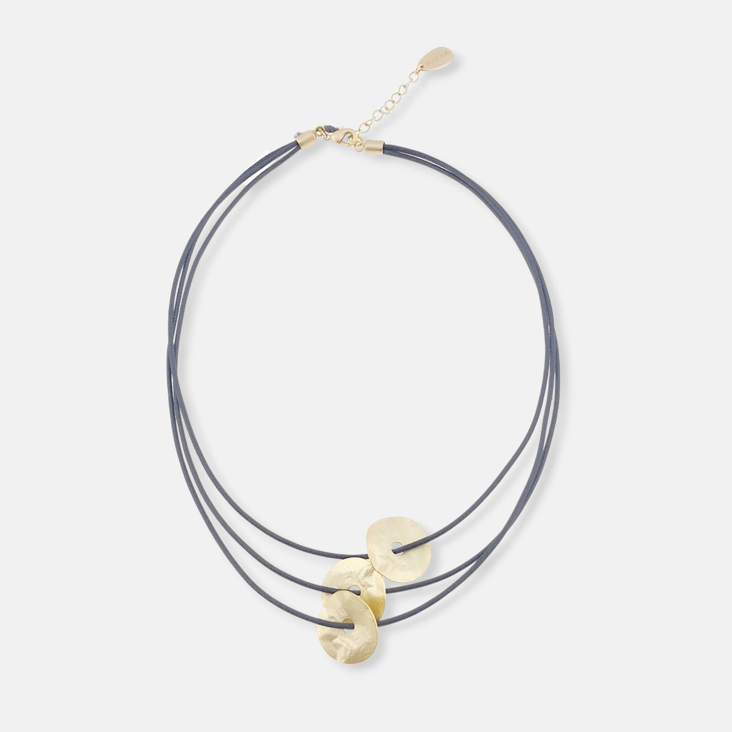 Collar Essential Con Cordón Antracita y Placas en Dorado Mate
