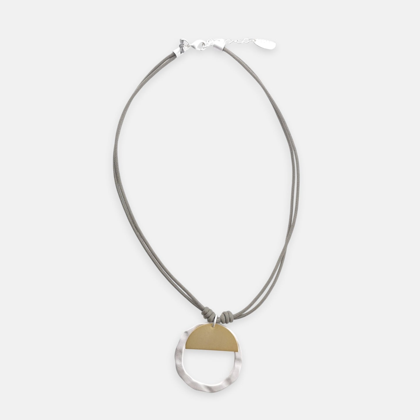 Collar Essential Con Cordón Visón y Adorno en Plateado-Dorado Mate