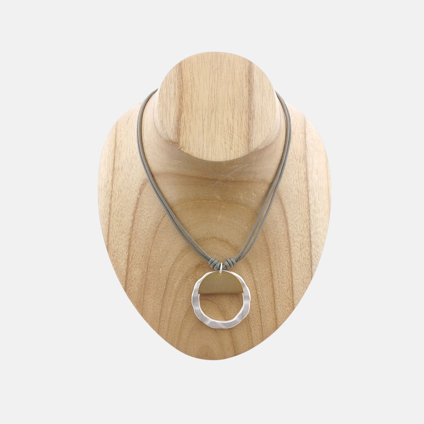 Collar Essential Con Cordón Visón y Adorno en Plateado-Dorado Mate