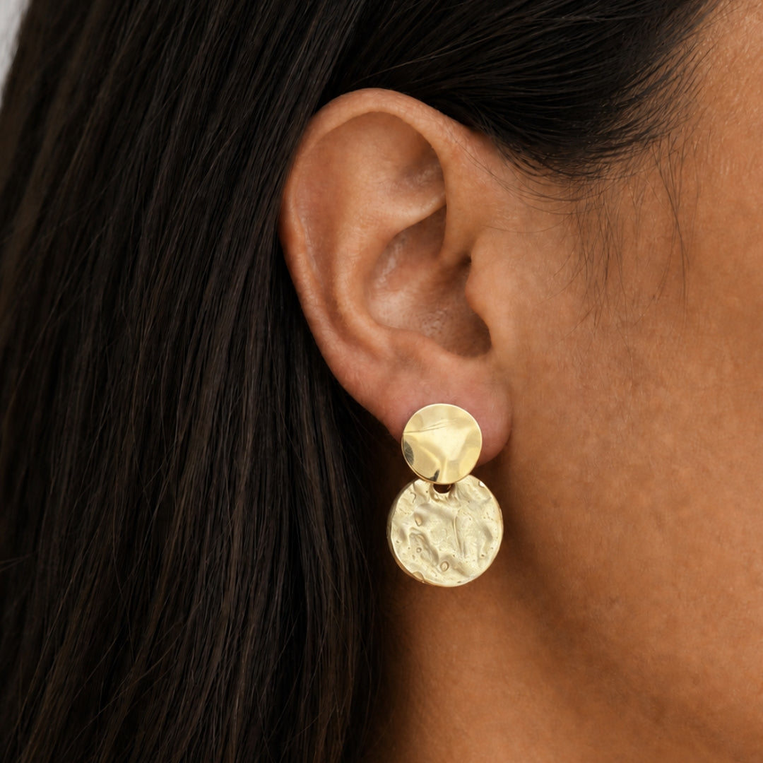Aros Essential en Dorado Mate y Brillo Circular Irregular