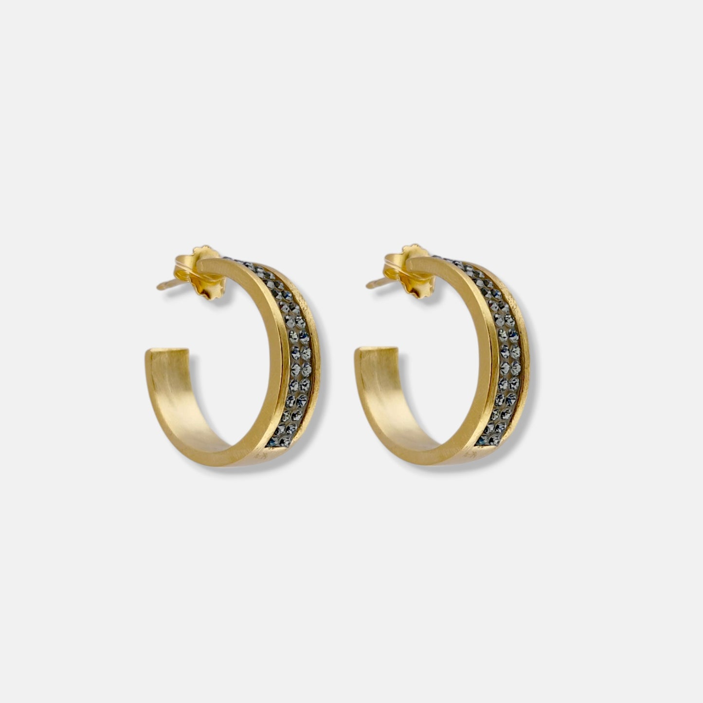 Aros Dita en Dorado Mate y Cristales Swarovski