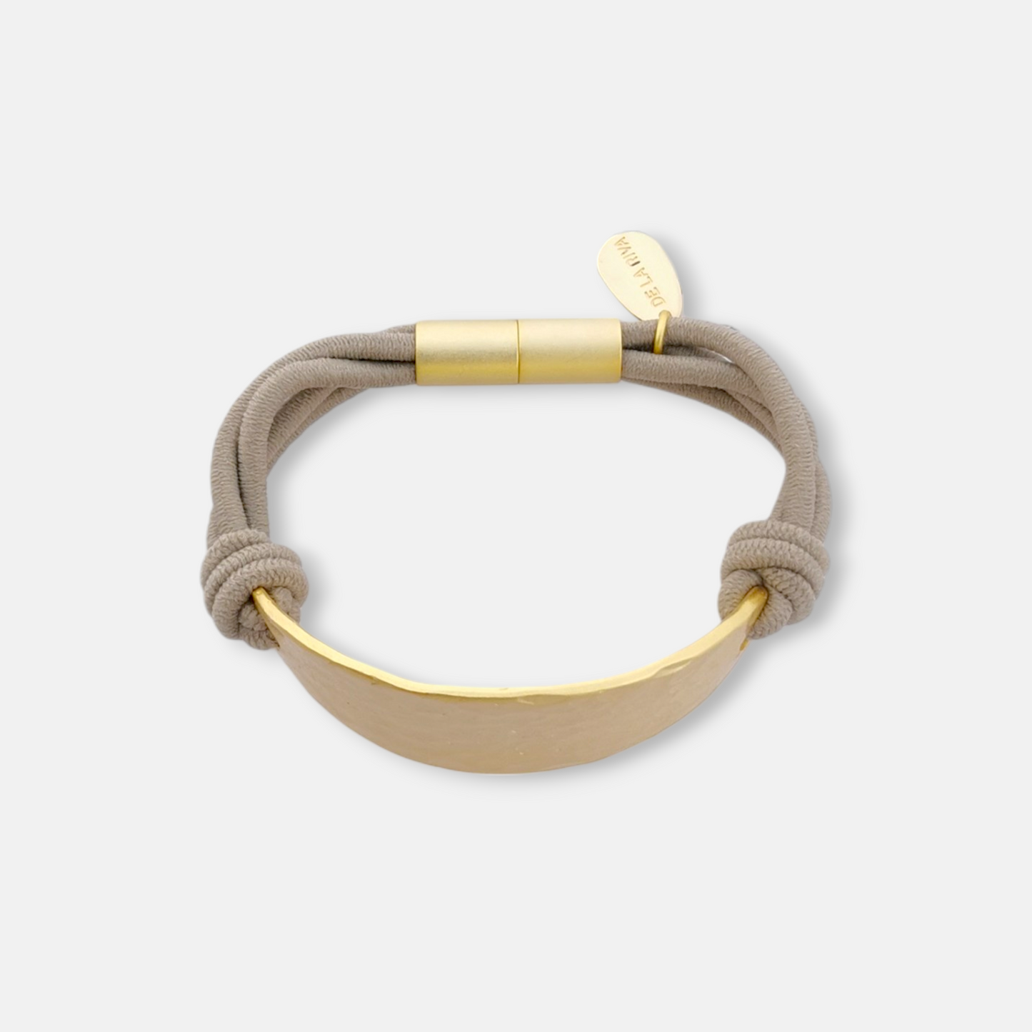 Pulsera Origins con Cordón Beige y Dorado Mate