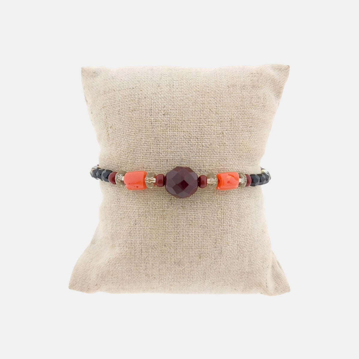 Pulsera Marais Granate y Café en Dorado Mate