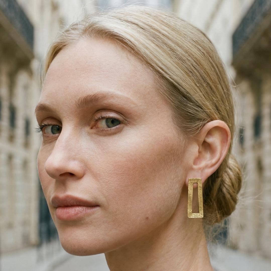 Aros Aire Oro Brillante Rectangular